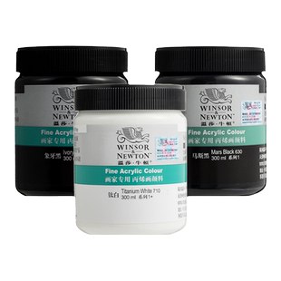 温莎牛顿画家专用丙烯颜料300ml钛白锌白马斯黑象牙黑防水手绘纺织墙绘学生初学者美术DIY防水不掉色丙烯