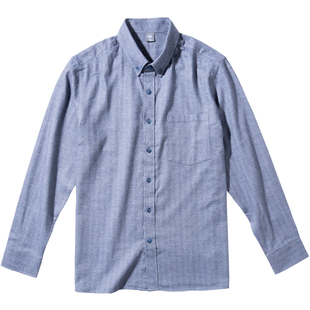 春季爸爸长袖衬衫男中老年纯棉磨毛衬衣老人春装衣服老年人上衣