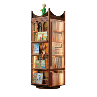 Zoomily王冠Ultra旋转书架手办展示牙科柜中古360度儿童实木书柜