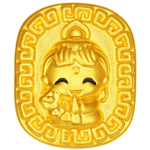 潮宏基灵蛇普贤菩萨足金串珠黄金转运珠5D硬金龙蛇生肖本命佛女