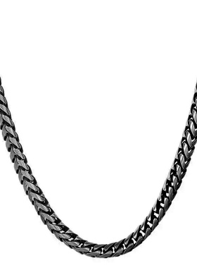 钛钢龙骨方形复古项链男款