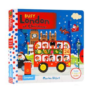 Busy系列 圣诞节繁忙的伦敦Busy London at Christmas英文原版绘本低幼英语启蒙早教机关操作纸板游戏书锻炼手指灵活Campbell出品