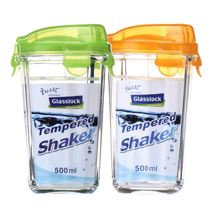 glasslock耐热加厚钢化玻璃水杯女进口带盖杯子奶茶杯牛奶杯随手