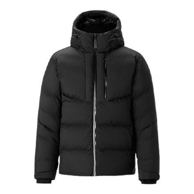 比音勒芬冬季男士品牌高端高领连帽短款羽绒服加厚保暖外套黑色