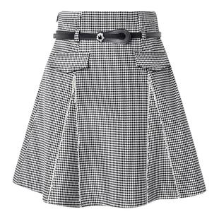 【奥莱】MAXRIENY黑白千鸟格格纹A摆小伞裙短裙高腰半身裙