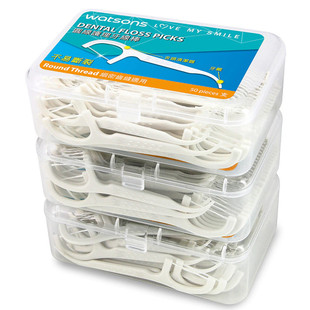 香港屈臣氏圆线牙线棒盒装剔牙 原味、薄荷味可选 进口港版包邮