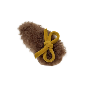 AhuaAhuaya秋冬新款仿羊羔毛毛绒韩版时尚BB夹彩色丝绒蝴蝶结发夹