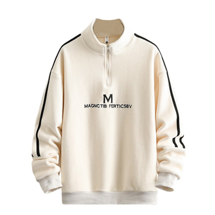 秋冬装双面一体绒加厚卫衣男孩初高中学生半高领打底衫青少年大童