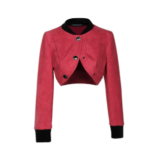 2025年秋冬鹿皮绒长袖棒球服外套女短款披肩欧美时尚修身外搭坎肩