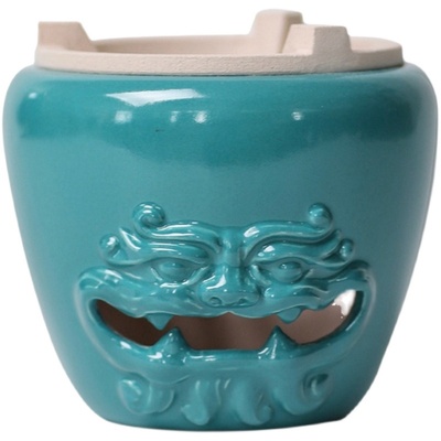 半斋煮茶炉松石绿白陶泥年玉书