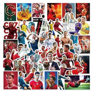 50张足球明星C罗贴纸DIY涂鸦手账本保温杯旅行箱手机壳充电宝笔记本平板电脑钢琴吉他滑板遥控器头盔房间装饰
