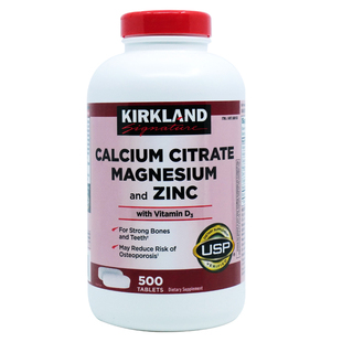 美国直邮Kirkland柯克兰柠檬酸钙镁锌维生素VD3成人钙片500粒进口