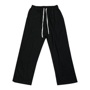 欧美高街kanye侃爷椰子风斜纹肌理宽松平口休闲长裤子男女松紧棉