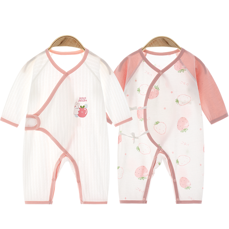 2件装 新生婴儿衣服夏季薄款男纯棉女宝宝连体衣空调服长袖爬服夏