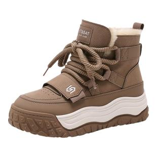 星期六加绒厚底雪地靴2025新款冬季女鞋加厚保暖棉鞋东北防滑棉靴