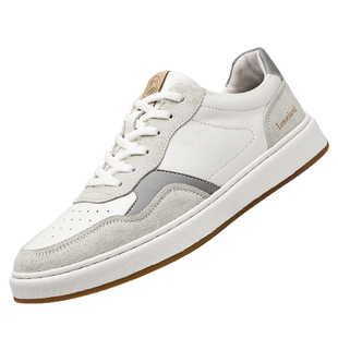 枫叶男鞋真皮运动板鞋男百搭透气鞋子白鞋新款男士休闲小白鞋潮流