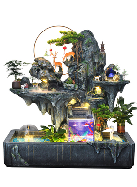 喷泉循环水生财鱼池造景假山流水