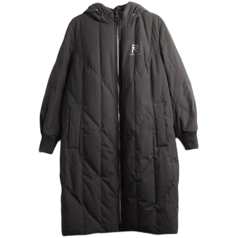 胖太太羽绒服宽松连帽中长款