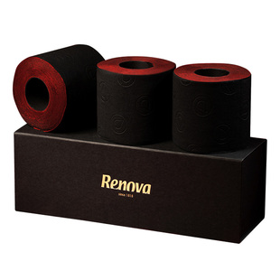 Renova葡萄牙进口红黑魔盒双色卷纸彩色檀香纸厕所纸手纸节日送礼