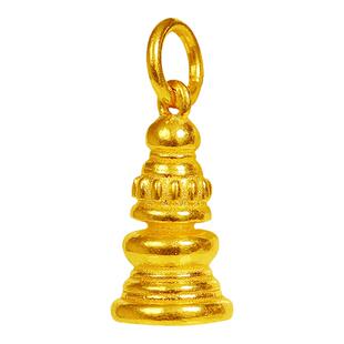 老克勒古法黄金錾刻宝塔吊坠足金手链手串项链项坠挂坠配饰金饰女