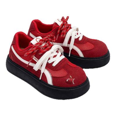 环球厚底增高德训鞋女款2025新款夏季透气鞋子女百搭休闲学生女鞋