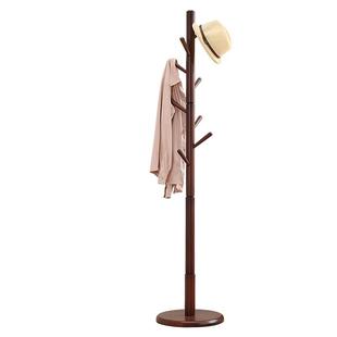 家逸实木立式衣帽架落地卧室房间挂衣架简易单杆衣架家用衣服架子