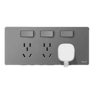 德力西拓展插座86型多功能转换器多孔十五带开关10A转16A插座灰色