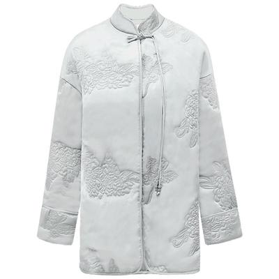 COCOBELLA刺绣缎面盘扣棉服