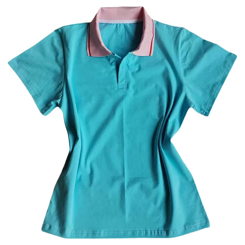 夏季纯棉短袖翻领POLO校服浅蓝