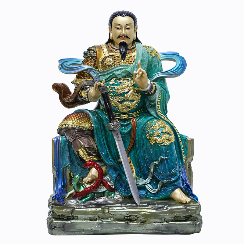 真武大帝神像玄天上帝神像汉白玉彩绘武当山祖师爷家用供奉摆件