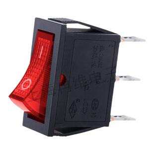 上开 船型开关KCD3 KCD1-11N翘板船形电源开关带灯3脚12V/24V 16A