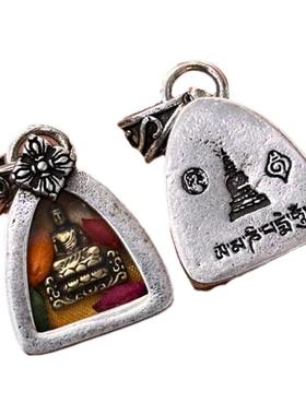 藏传老铜嘎乌盒唐卡吊坠内供师佛DIY手工挂坠藏式盒子文玩饰品