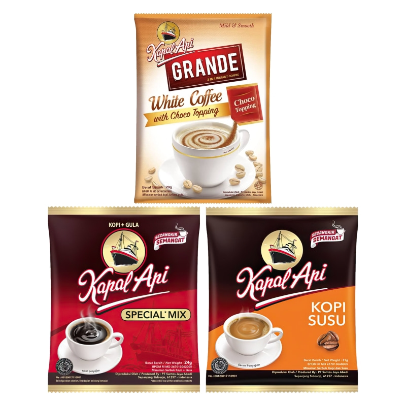 印尼火船咖啡KAPAL API火船牌加奶速溶条装咖啡kopi susu31g*10包