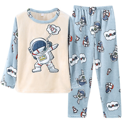 秋冬季儿童睡衣珊瑚绒家居服套装