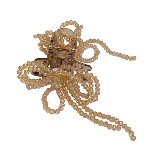 轻奢重工超仙花朵串珠流苏抓夹精致温柔百搭半扎发夹后脑勺盘发夹