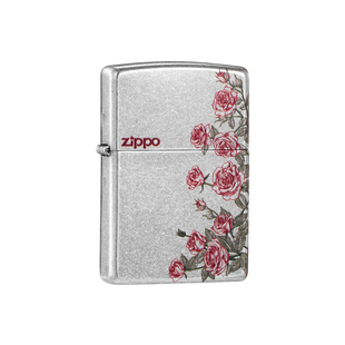zippo打火机玫瑰寄语古银彩印官方正品煤油防风表白礼物送男友