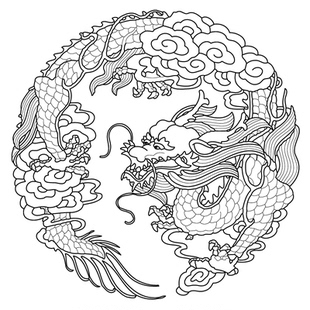 龙纹图案素材CAD电子版 39款中国传统盘龙柱团龙游龙二龙戏珠资料