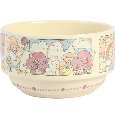 蓝莲花陶瓷可爱米饭碗