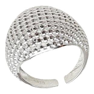 通体S925纯银网格圆球戒指女款设计感高级轻奢小众简约韩版百搭潮