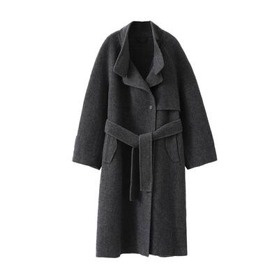 立领风衣型双面呢大衣