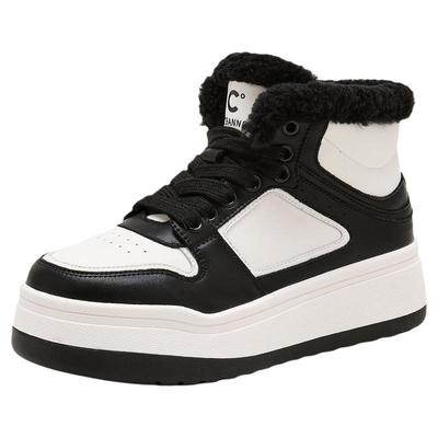 千百度厚底高帮板鞋女冬季新款