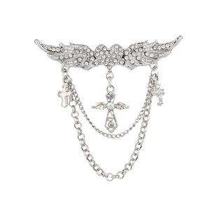 日韩时尚天使翅膀流苏爱心西服胸针男士西装礼服胸花简约大气胸章