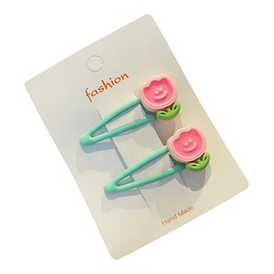 (甜美小草花朵发夹)可爱卡通葡萄甜美发卡少女多巴胺侧边小夹子