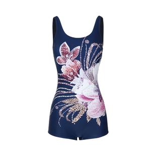 2026新款印花连体泳衣女士竞技游泳馆专用竞速泳装高级感无袖平角