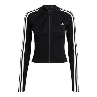 adidas阿迪达斯新款三叶草女子修身拉链宽松舒适针织外套 JY2597