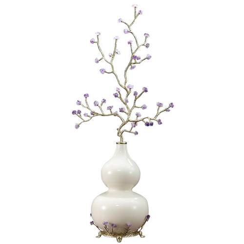 紫水晶发财树高级葫芦摆件客厅招财乔迁高档玄关入户装饰紫气东来