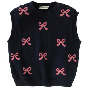 戴维贝拉儿童毛衣背心2026春装新款女童甜美无袖纯棉针织马甲坎肩