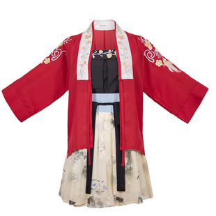 王洪旗初夏原创宋制汉服女吊带古装短款裙改良红色套装汉元素日常