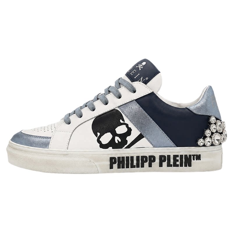 PHILIPP PLEIN 2026年新款女款板鞋拼色皮质系带平底低帮休闲鞋