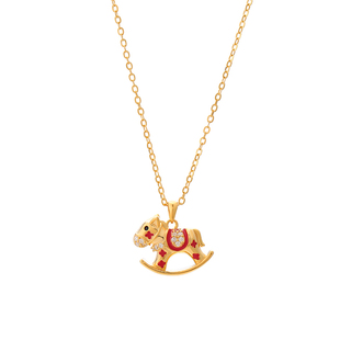 纯银镀黄金小马项链本命年吊坠女马上有钱挂坠新年礼物38女神开春